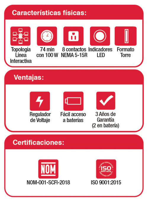 No Break UPS Interactivo Onda Cuasisenoidal 15012 USB/RN