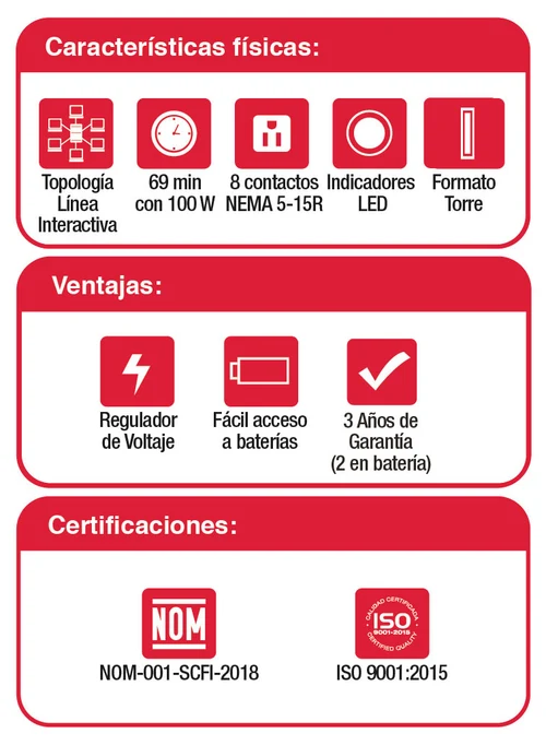 No Break UPS Interactivo Onda Cuasisenoidal 20012 USB/R