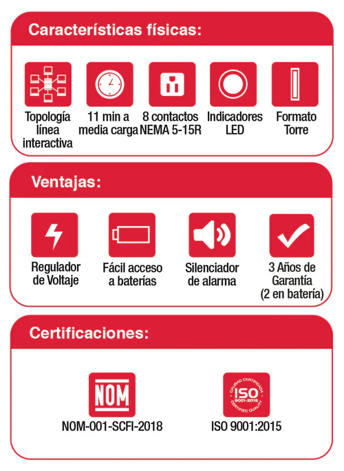 No Break UPS Interactivo Onda Cuasisenoidal 30018 USB/R